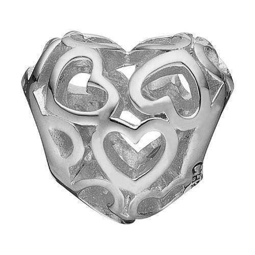 Image of Sterling sølv charms til sølv armbånd Heart Beat Love Hjerte med hjerter fra Christina Collect